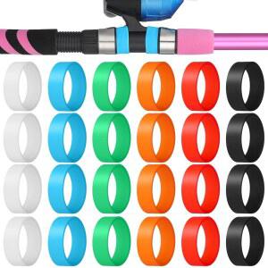 Pangda 낚시 아이스 릴 앵커 랩 밴드 24개 2 3 x 2 1 x 0 7cm 0 91 x 0 79 x 0 28인치 아이스 릴 앵커 랩 스트랩 6가지 색상 내한성 고탄성 고무 밴드 겨울 야외 낚시 액세서리