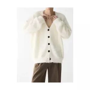 남성용 가을 빈티지 캐주얼 니트 브이넥 스웨터 카디건 솔리드 상의 커플 BE3