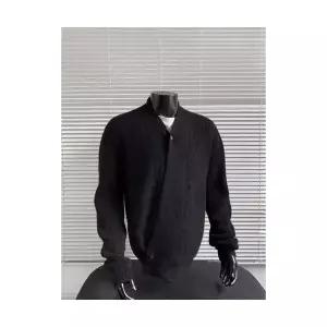 남자 브이넥 니트 스웨터 가을 빈티지 보온 솔리드 캐주얼 카디건 커플 BE3