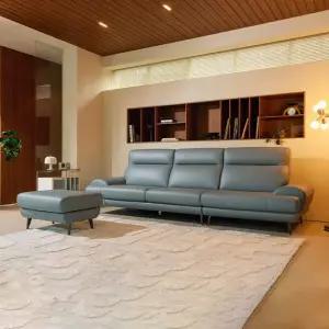 [다우닝] 클로 4인 전체 천연가죽 소파+스툴