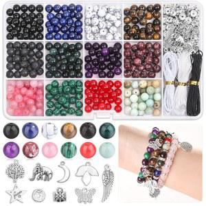 보석 주얼리 제작용 천연석 크리스탈 비즈 473피스 세트 팔찌 공예 DIY 제작 키트