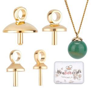 비크래프트 24K 금도금 진주 페그 베일 펜던트 하프 캡 4사이즈 40피스 세트