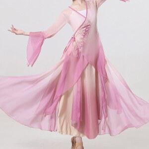 워십의상 고전 워쉽복 한국무용 화려한 후레아 의상 그러데이션 워십 수메이그라데이션시폰