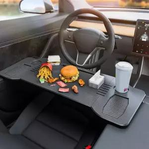 차량용테이블 테슬라 3 Y 스티어링 휠 트레이용 차량용 트레이 테이블 음식 책상 접이식 노트북 여행용 리