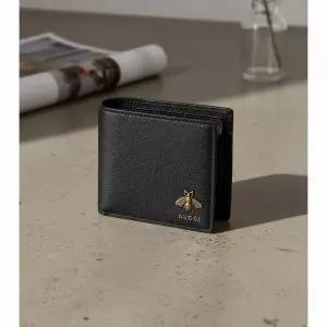구찌 꿀벌 로고 가죽 반지갑 블랙 남성 지갑 522915
