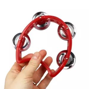 노래방 탬버린 리듬악기 어린이 아기 교구 타악기 레드 4p