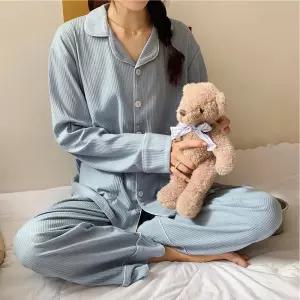 4계절 긴팔 잠옷 간절기잠옷 카라 배색