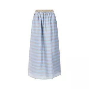 [엠포리오아르마니] 여성 스트라이프 패턴 린넨 스커트 블루 154884593