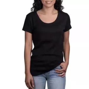 KIRKLAND Signature 여성용 스쿱넥 반소매 피마 면 티 블루. M