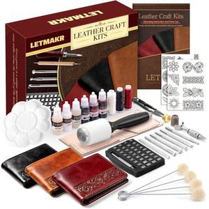 소가죽 및 페인트 세트가 및 키트 및 가죽 예술 아빠 공예 가죽 선물 공예 지갑 위한 포함된 남자친구 남편을 취미 키트 여성용 도구 남성 생일 남성 작업 DIY