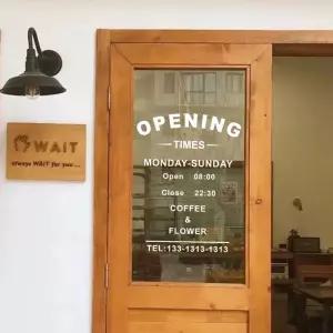 유리문 레 유리창 스티커 영업시간 시트지 오픈시간