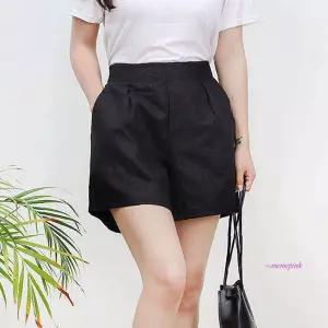 여성 캐주얼 A라인 린넨 뒷밴딩 팬츠 반바지 코튼ijk592