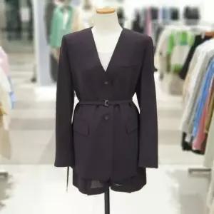 백화점 온앤온 V넥 노카라 루즈핏 벨티드 썸머자켓 NJW5MJ420