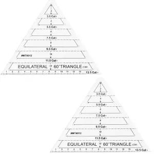 퀼팅을 위한 60도 삼각자 2개 자 커팅 패턴 DIY 공예를 초보 액세서리 퀼트 용품 측정
