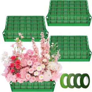 인조 및 신선한 꽃을 위한 부호바 4팩 플로럴 폼 케 결혼식 홈 데코 파티용 있는 직사각형 홀더 롤 테이프