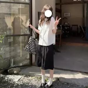 EAMT 여자 캐주얼 반바지 스트링 허리 순정 6부 EUNG1