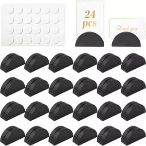 워다운 24팩 블랙 나무 테이블 번호 스탠드 이름 홀더에는 양면 스티커 결혼식 파티 레스토랑 장식용