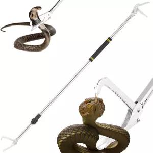 UEGHNS 69인치 뱀잡이 도구 헤비 듀티 전문 집게 방울뱀 파충류잡이 연장 안전 간격 스테인리스 스펀지 랩