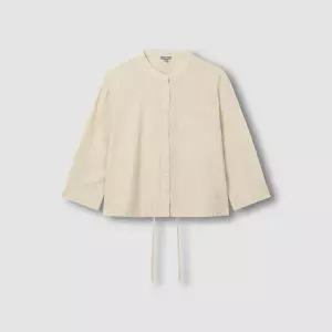 JAJU/자주 여 리넨 블렌디드 헨리넥 7부 셔츠 라이트 베이지1217882