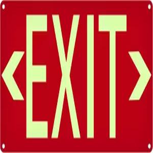 광발광 출구 표지판 알루미늄 레드 - 탈착식 방향 화살표 포함 강력한 자가 접착 테이프 14.25 x 7.5