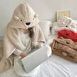 곰돌이후드담요 겨울담요 망토담요 후드담요 겨울담요