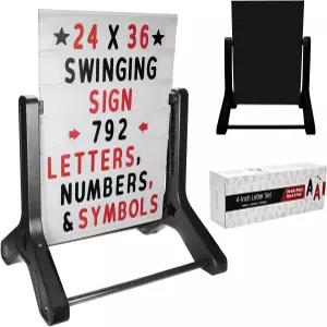 변경 가능한 메시지 보도 표지판 24인치 x 36인치 792개의 사전 절단 양면 문자 및 보관함 포함 블랙 보드