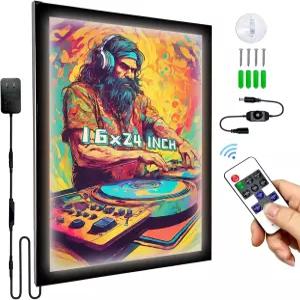 리모컨 및 수동 제어 조절 가능한 밝기 자기 백라이트 영화 포스터 라이트 박스 수평/수직 프레임