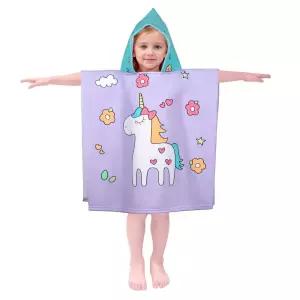 후드 비치 타월 - 목욕 타월 수영 커버업 만 1~ 수영 타월 빠른 건조 경량 부드러운 극세사 판초 타월 61x6