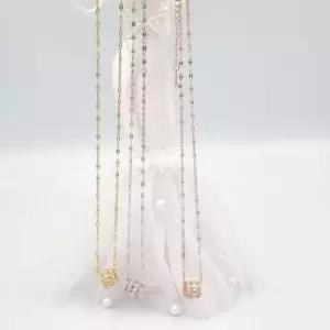 써지컬스틸 링 큐빅 체인 목걸이 3컬러 써지컬악세사리 써지컬목걸이 정장목걸이