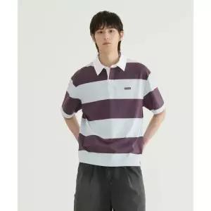 매장정품 COVERNAT 커버낫 스트라이프 럭비 카라 티셔츠 퍼플 CO2602ST17PU 1385956