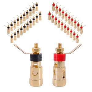 20피스 소형 푸시 형 스프링 터미널 스피커 증폭기 자동 잠금 소켓 금도금
