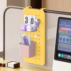 [JED] 철제페그보드 옐로우 철제펀칭수납판 타공판 벽걸이타공정리