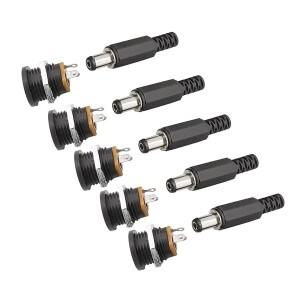 10피스 (5Pair) 5.5x2.1MM 플라스틱 DC 전원 남성 플러그 소켓 여성 잭 나사 너트 패널 마운트 커넥터 12V
