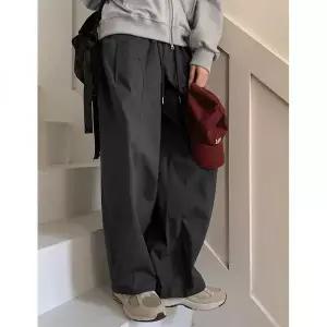 공구우먼 [40사이즈까지] 요즘 이게 대세 루즈핏 커브드 절개 밴딩 팬츠 86661 빅사이즈 여성의류