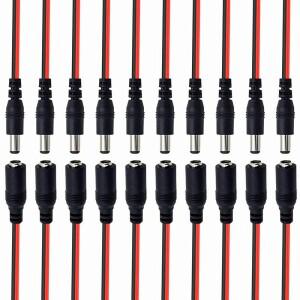 10/20/50피스 12V Dc 커넥터 남성 여성 잭 케이블 와이어 라인 어댑터 플러그 전원 공급 장치 5.5x2.1mm