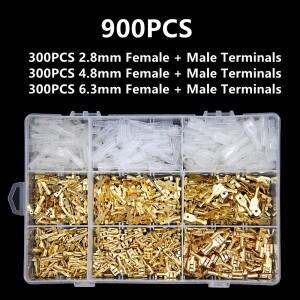 박스 절연 플러그 스프링 여성 남성 스페이드 콜드 크림프 터미널 2.8/4.8/6.3mm 전기 와이어 커넥터 세트
