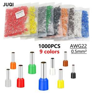 구리 튜브 와이어 터미널 절연 0.5mm ² 전기 커넥터  압착 터미네이터  22AWG  1000피스  E0506  E0512