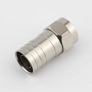 10피스 케이블 TV 커넥터 F 남성 순수 구리 냉간 프레스 75-5 RG6 이중 차폐 와이어 압착