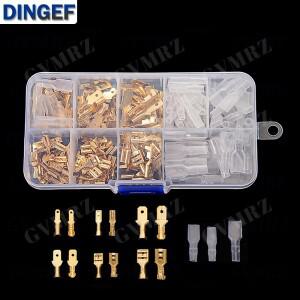 210피스 2.8/4.8/6.3mm 와이어 크림프 터미널 키트 구리 남성 여성 스페이드 커넥터 절연 슬리브 전기 박스