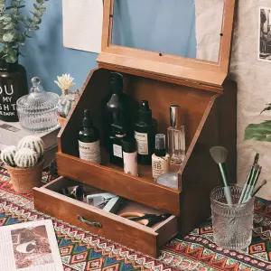 상자 원목화장품정리대 우드 화장품 트레이 원목 빈티지
