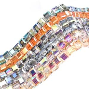 AAA 품질 8mm 크리스탈 유리 Ab 도금 스퀘어 비즈 큐브 루즈 스페이서 목걸이 귀걸이 쥬얼리 만들기위한 액