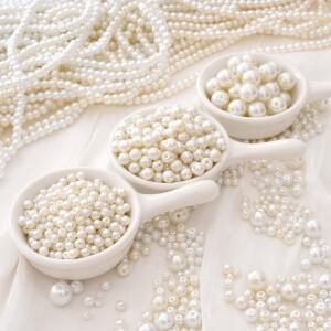 20-50피스 3/4/5/6/8/10mm 아이보리/화이트 유리 진주 비즈 스페이서 라운드 쥬얼리 만들기 DIY 수제 팔찌