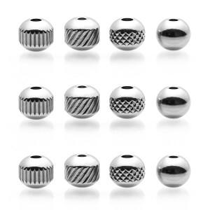 30-100피스 줄무늬 모양 스테인레스 스틸 비즈 라운드 스페이서 루즈 쥬얼리 만들기 DIY 찾기 용품 액세서