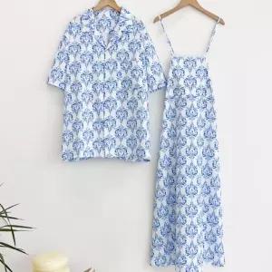 패턴 휴양지 커플룩 남자 셔츠 여성 원피스 시밀러룩 [BZW54574]