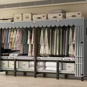 옷장 옷걸이 커튼형 2단 스룸 이동식 조립식 행거