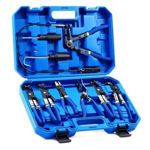 [미국배송] 연료유 및 수도 호스용 오리온 모터 테크 9PC 호스 클램프 플라이어 유연한 와이어 클리크 R 타입 회전 턱 플랫 밴드 케이스 파란색 자동차 장거리 제거 키트