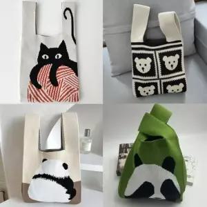 손목가방 니트백 손목 니트백 에코백 동물 캐릭터 미니에코백 손목가방 핸드폰백