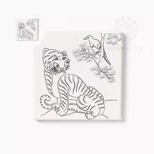 그리기액자 캔버스 액자 만들기 도안 민화 그림판 (까치호랑이)