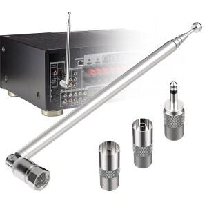 [미국배송] AIFIER ET FM 망원 안테나 키트 실내 라디오 DAB 교체용 안테나 75옴 F 타입 커넥터 테이블 하이파이 AV 스테레오 수신기 미니 시스템용 어댑터 포함