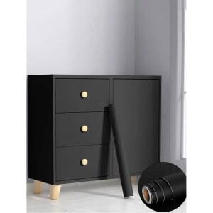 두꺼운 무광 검정색 PVC 자체 접착 필름 조리대 캐비닛 선반용 방수 접촉 용지(탈착 가능)